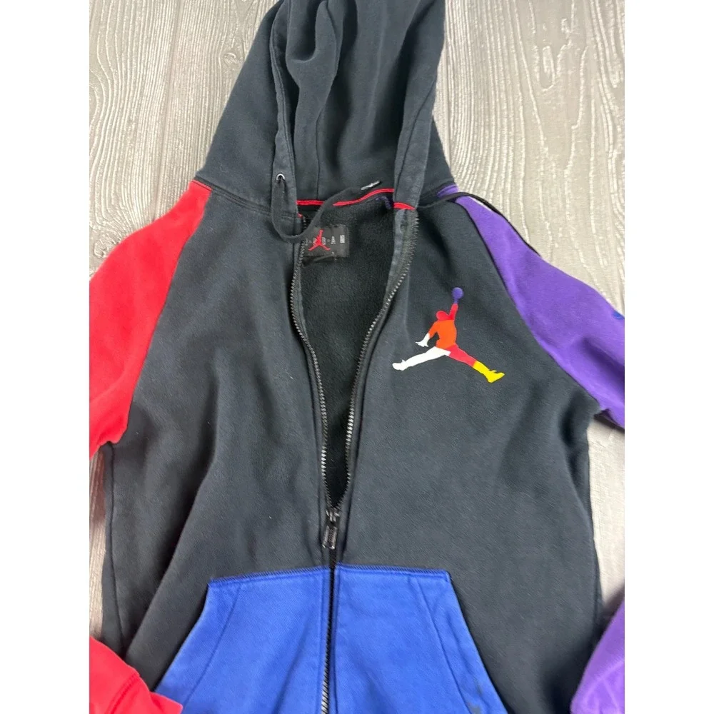 Jordan Color Block Zip Up Hoodie Mens Small Black Red Purple Blue Full Zip